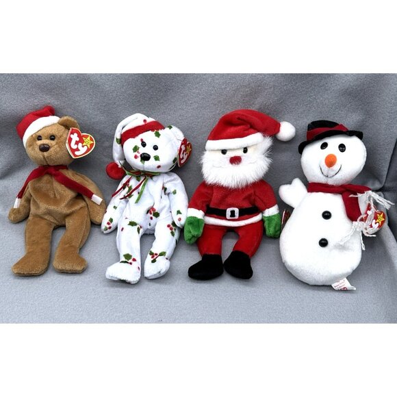 Christmas Holiday Plush Lot Santa Snowman Teddy Bear Holly & Berry Bear Stuffed - Picture 9 of 9